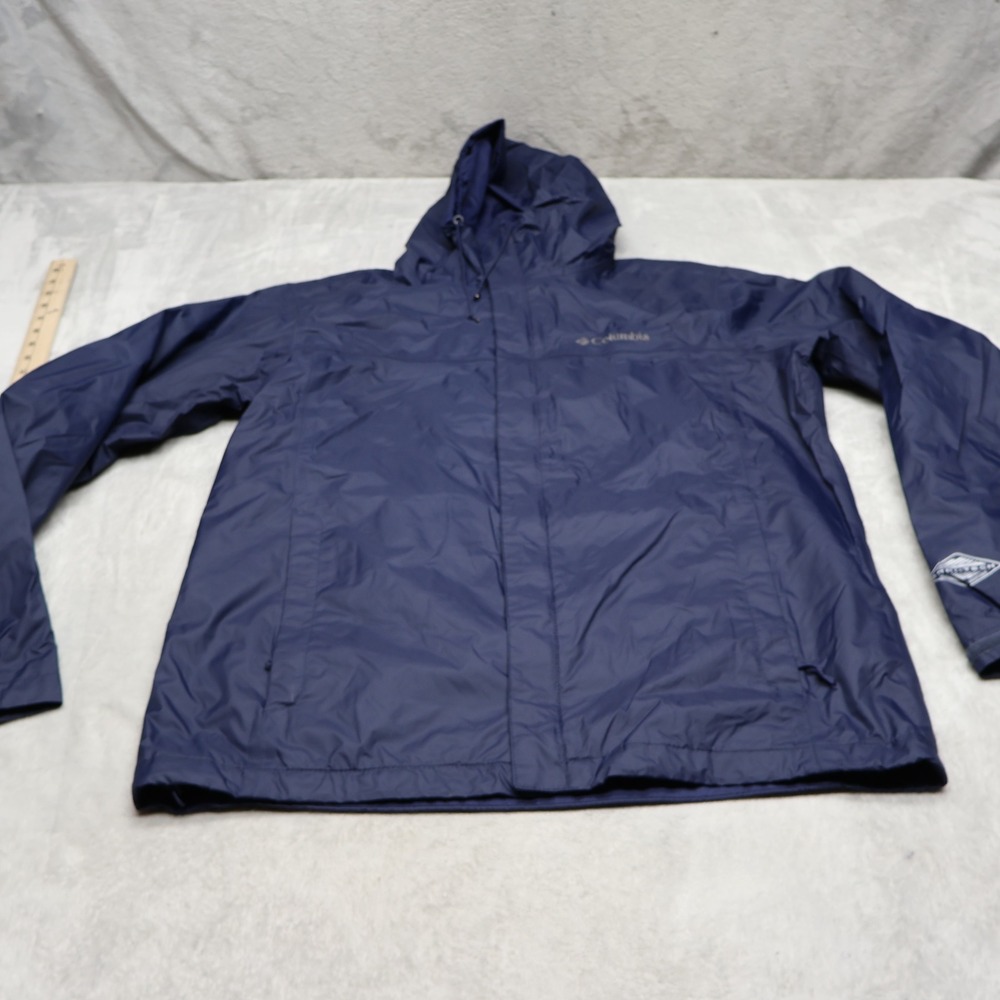 Columbia Rain Jacket Mens Medium Blue Watertight II Mesh Lined Waterproof Pack
